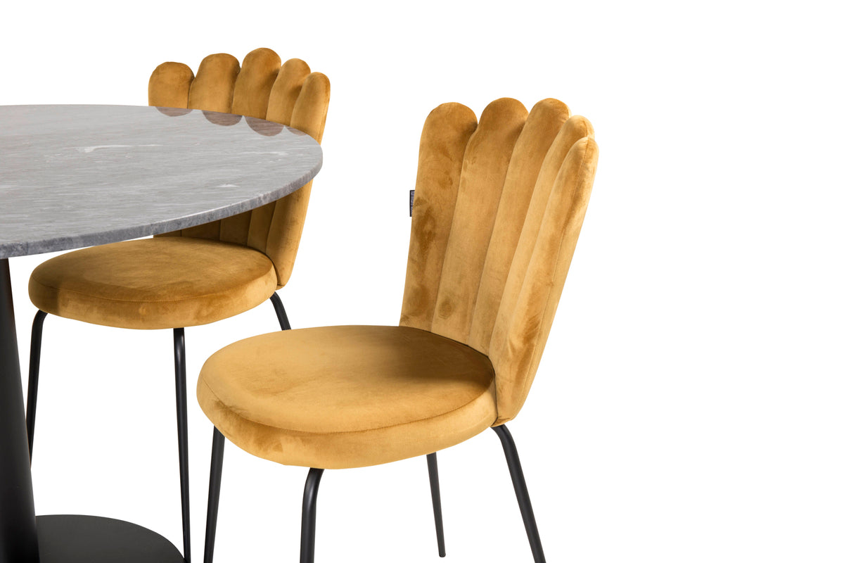 Venture Design Limhamn & Estelle Matstolar Gul + Matbord ⌀106
