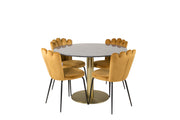 Venture Design Limhamn & Estelle Matstolar 2-pack Gul + Runda Matbord ⌀106 Mörkgrå