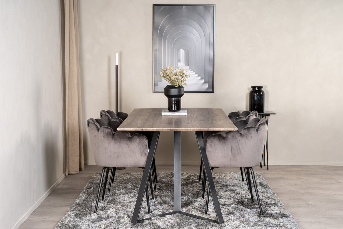 Venture Design Limhamn & Marina Matstolar Grå + Matbord 90x180
