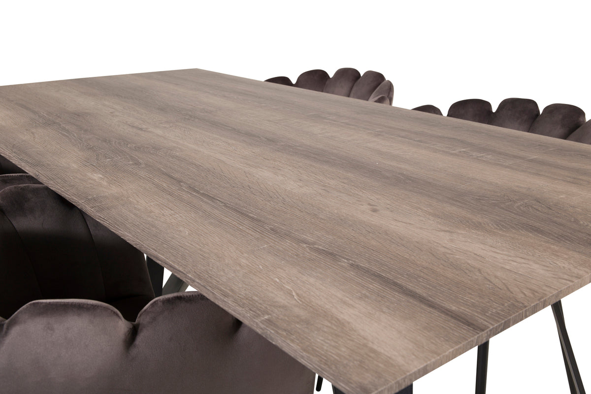 Venture Design Limhamn & Marina Matstolar Grå + Matbord 90x180