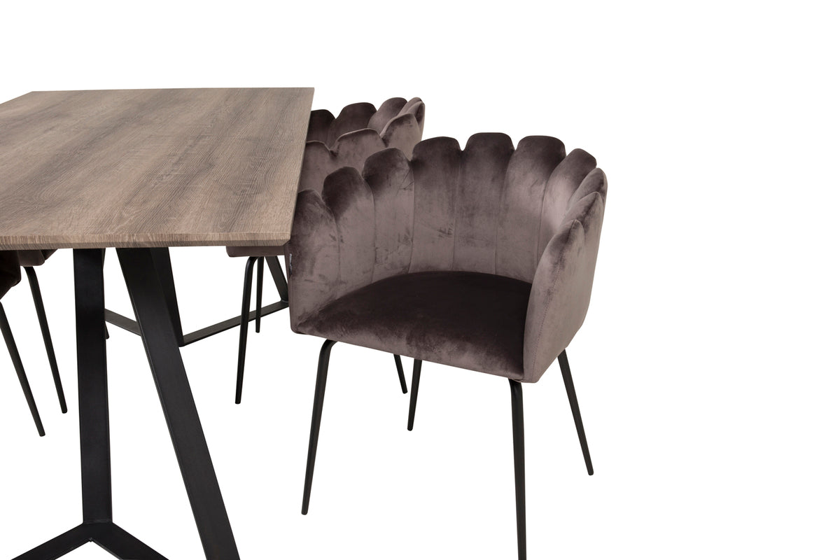 Venture Design Limhamn & Marina Matstolar Grå + Matbord 90x180