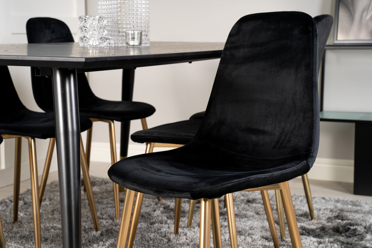 Venture Design Dipp & Polar Rektangulära Matbord 180 x 90 Svart + Matstolar 2-pack Svart