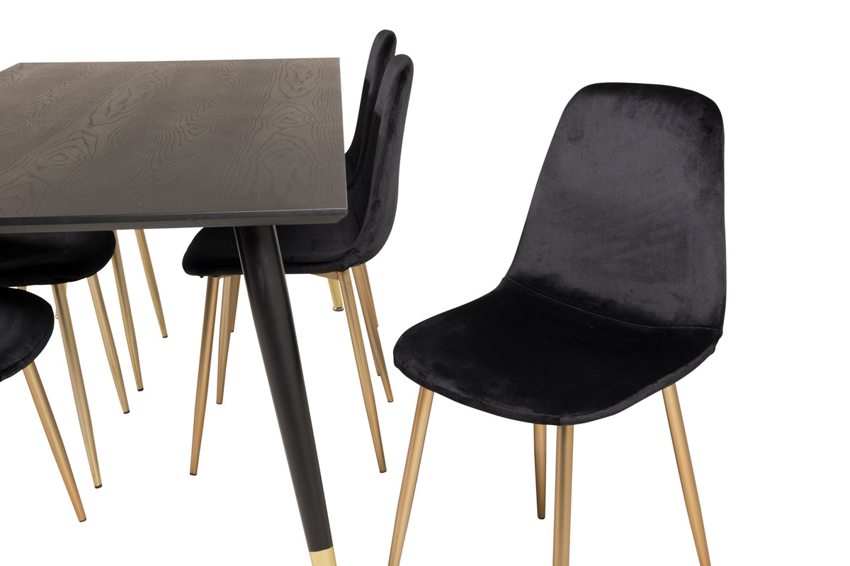 Venture Design Dipp & Polar Rektangulära Matbord 180 x 90 Svart + Matstolar 2-pack Svart