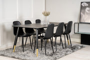 Venture Design Dipp & Polar Rektangulära Matbord 180 x 90 Svart + Matstolar 2-pack Svart