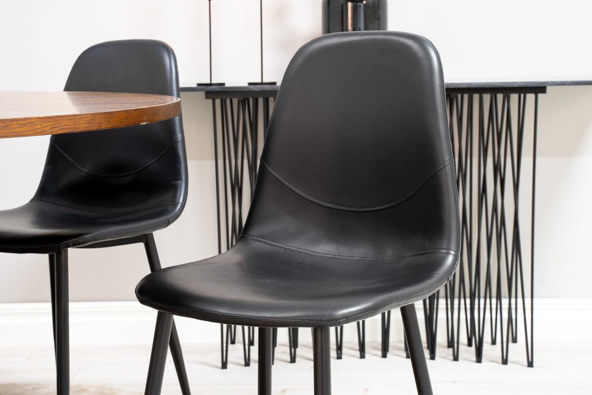Venture Design Copenhagen & Polar Runda Matbord ⌀140 Brun + Matstolar 2-pack Svart