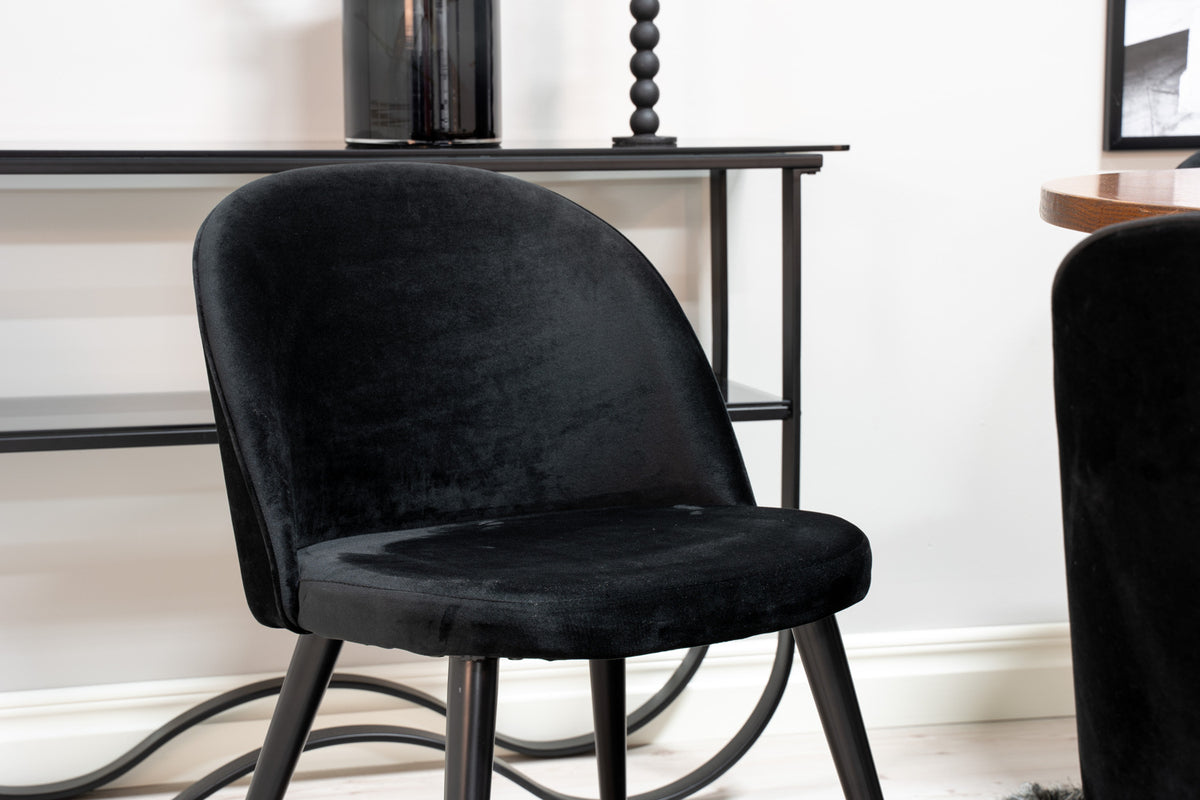 Venture Design Copenhagen & Velvet Matbord ⌀140 + Matstolar Svart