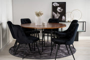 Venture Design Copenhagen & Velvet Deluxe Runda Matbord ⌀140 Brun + Matstolar 2-pack Svart