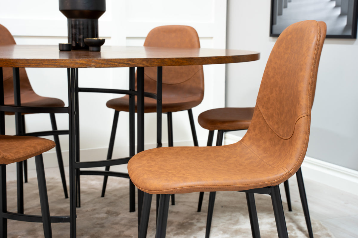 Venture Design Copenhagen & Polar Runda Matbord ⌀140 Brun + Matstolar 2-pack Brun