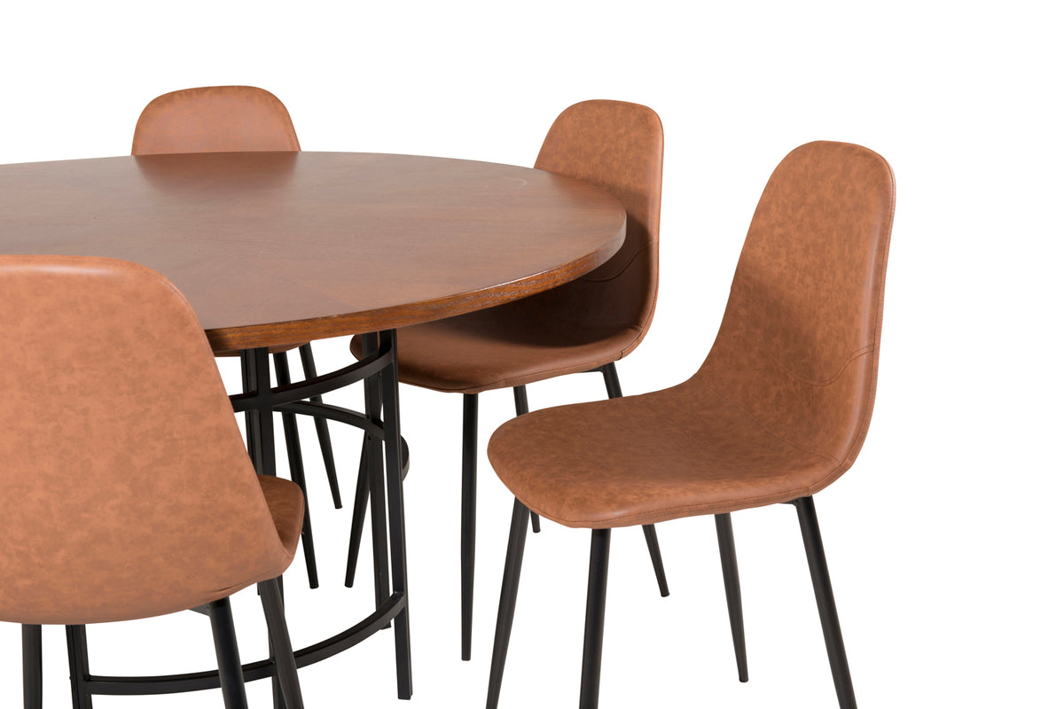 Venture Design Copenhagen & Polar Runda Matbord ⌀140 Brun + Matstolar 2-pack Brun