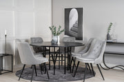 Venture Design Copenhagen & Velvet Deluxe Runda Matbord ⌀140 Svart + Matstolar 2-pack Ljusgrå