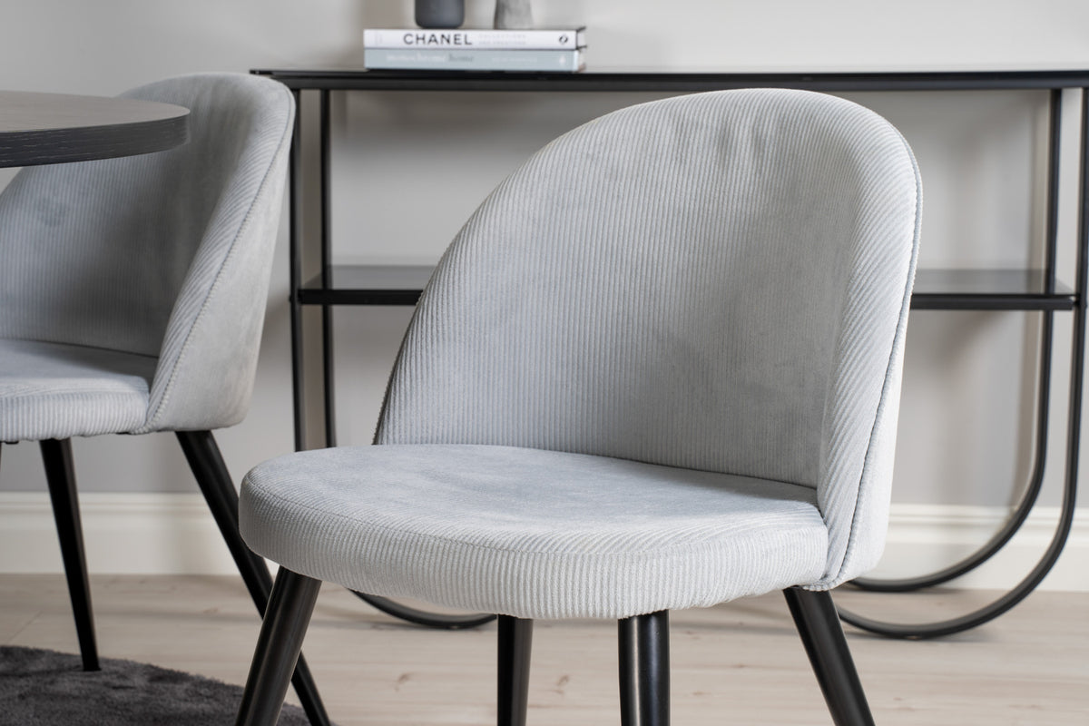 Venture Design Copenhagen & Velvet Runda Matbord ⌀140 Svart + Matstolar 2-pack Ljusgrå