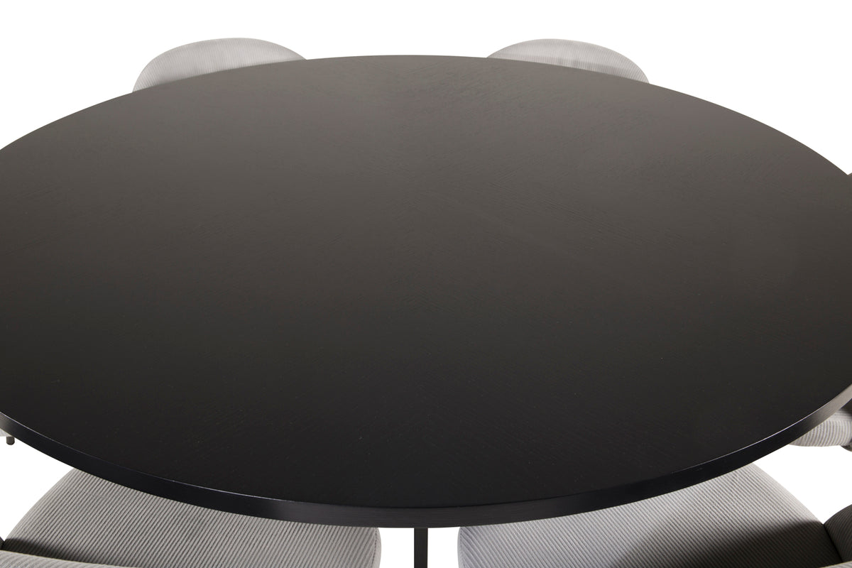 Venture Design Copenhagen & Velvet Runda Matbord ⌀140 Svart + Matstolar 2-pack Ljusgrå