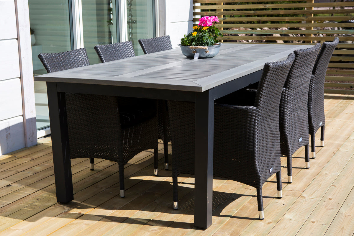 Venture Design Venture Home Albany & Malin Matbord 224x100 + Matstolar Svart