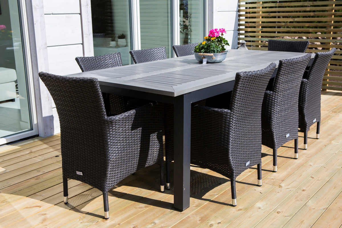 Venture Design Venture Home Albany & Malin Matbord 224x100 + Matstolar Svart