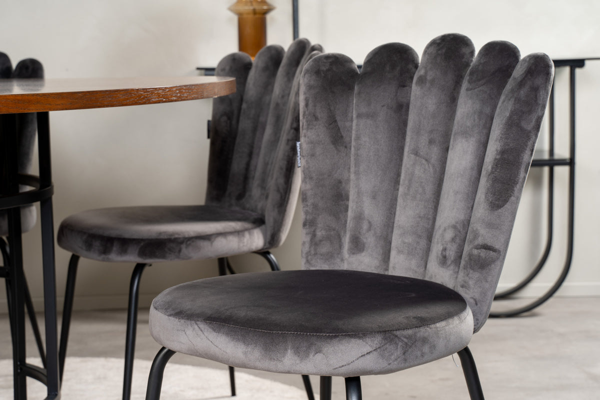 Venture Design Limhamn & Copenhagen Matstolar 2-pack Grå + Runda Matbord ⌀140 Brun