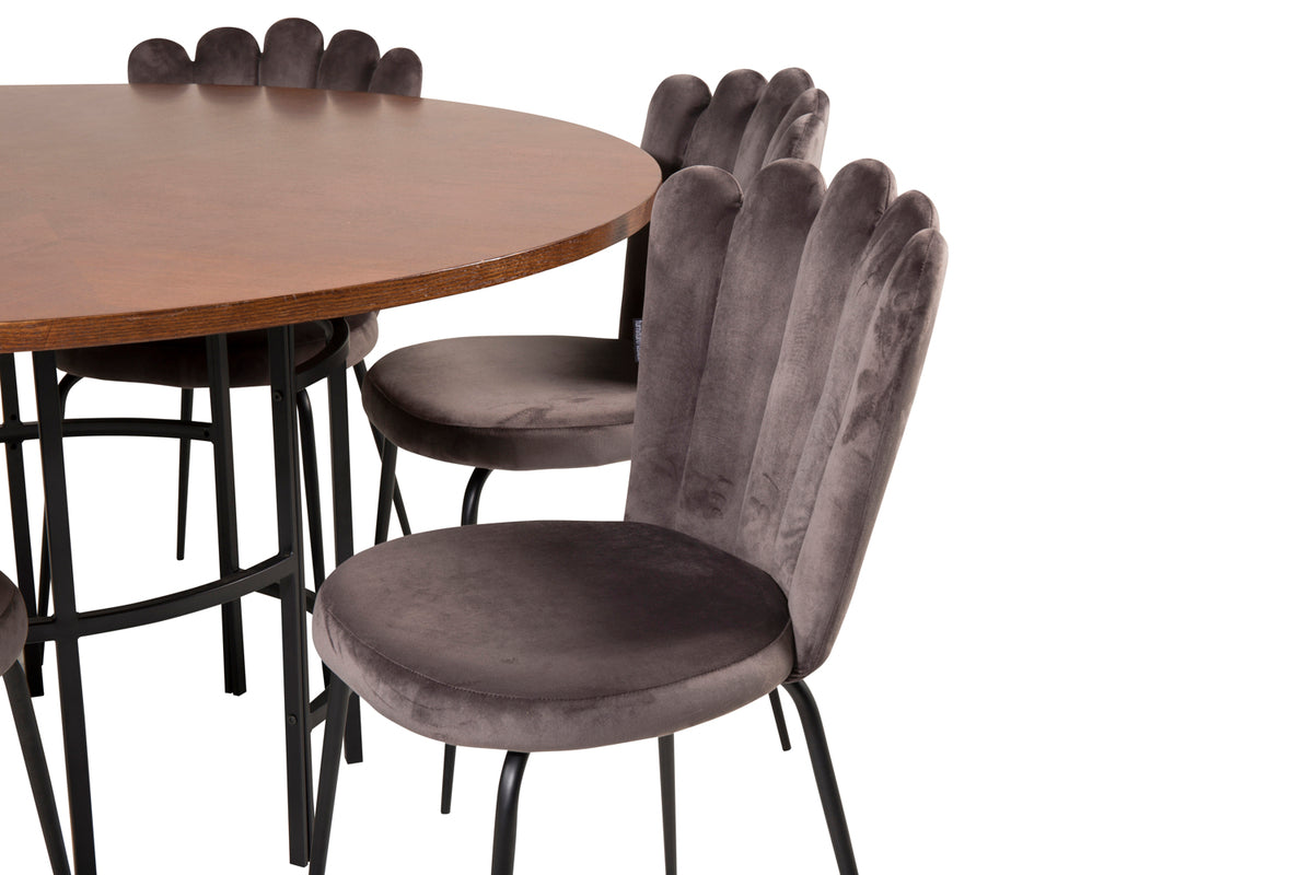 Venture Design Limhamn & Copenhagen Matstolar 2-pack Grå + Runda Matbord ⌀140 Brun
