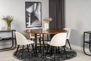 Venture Design Copenhagen & Velvet Matbord ⌀140 + Matstolar Vit