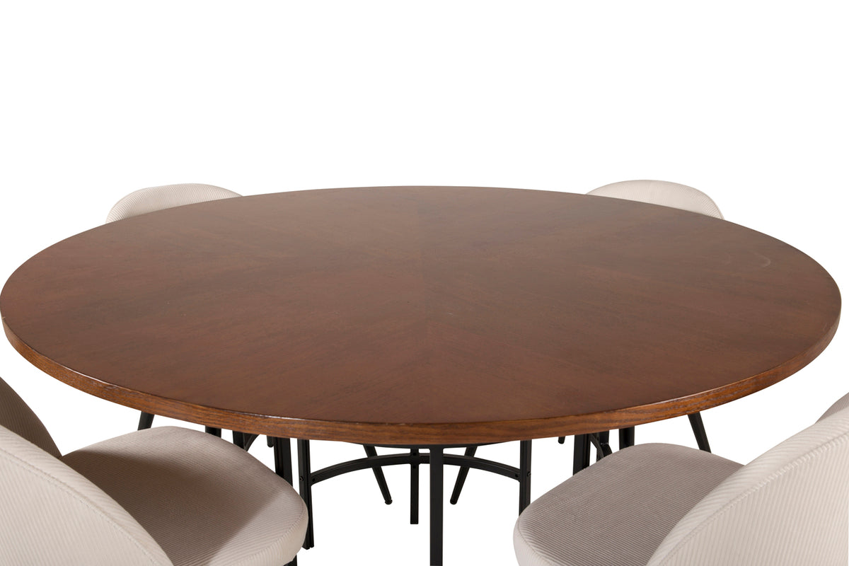Venture Design Copenhagen & Velvet Matbord ⌀140 + Matstolar Vit