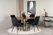 Venture Design Copenhagen & Velvet Deluxe Runda Matbord ⌀140 Brun + Matstolar 2-pack Svart