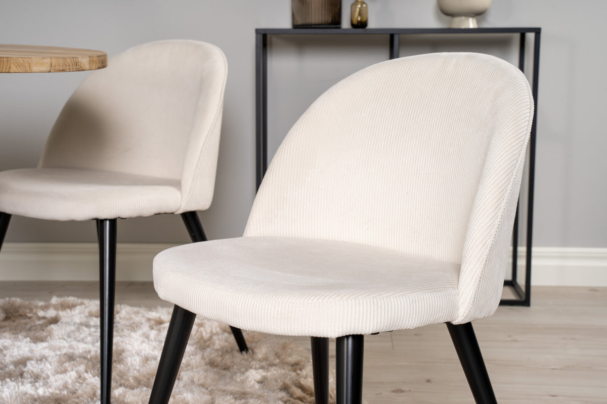 Venture Design Cirebon & Velvet Matbord ⌀100 ⌀100 + Matstolar 2-pack Grädde