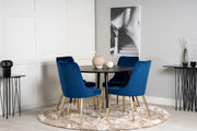 Venture Design Dipp & Velvet Deluxe Runda Matbord ⌀115 Svart + Matstolar 2-pack Blå