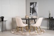 Venture Design Dipp & Velvet Deluxe Runda Matbord ⌀115 Svart + Matstolar 2-pack Beige