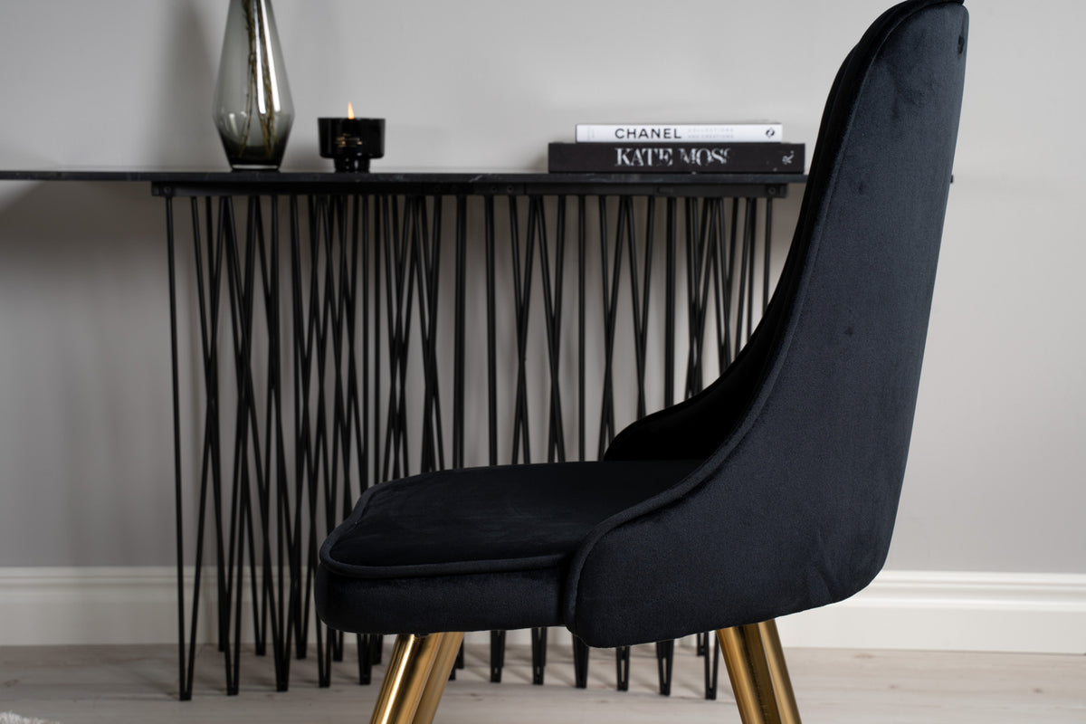 Venture Design Dipp & Velvet Deluxe Runda Matbord ⌀115 Svart + Matstolar 2-pack Svart
