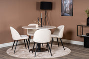 Venture Design Estelle & Velvet Runda Matbord ⌀106 Vit + Matstolar 2-pack Grädde
