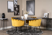 Venture Design Limhamn & Copenhagen Matstolar Gul + Runda Matbord ⌀140 Svart
