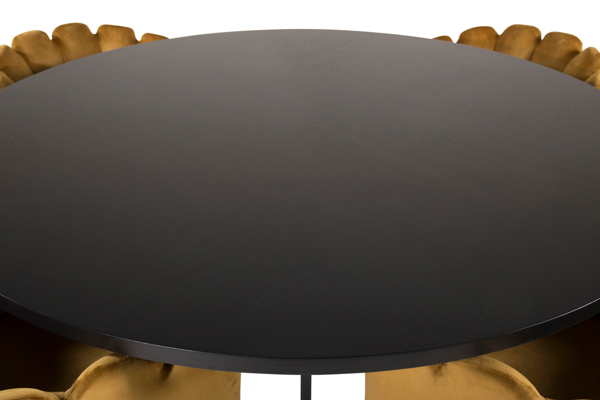 Venture Design Limhamn & Copenhagen Matstolar Gul + Runda Matbord ⌀140 Svart