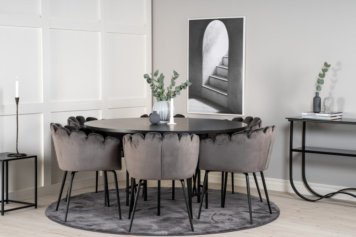 Venture Design Limhamn & Copenhagen Matstolar Grå + Matbord ⌀140