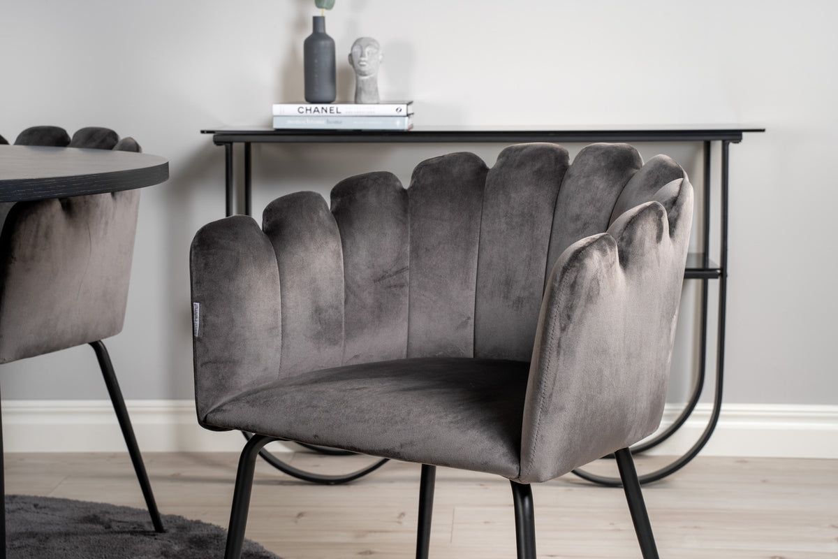 Venture Design Limhamn & Copenhagen Matstolar Grå + Matbord ⌀140