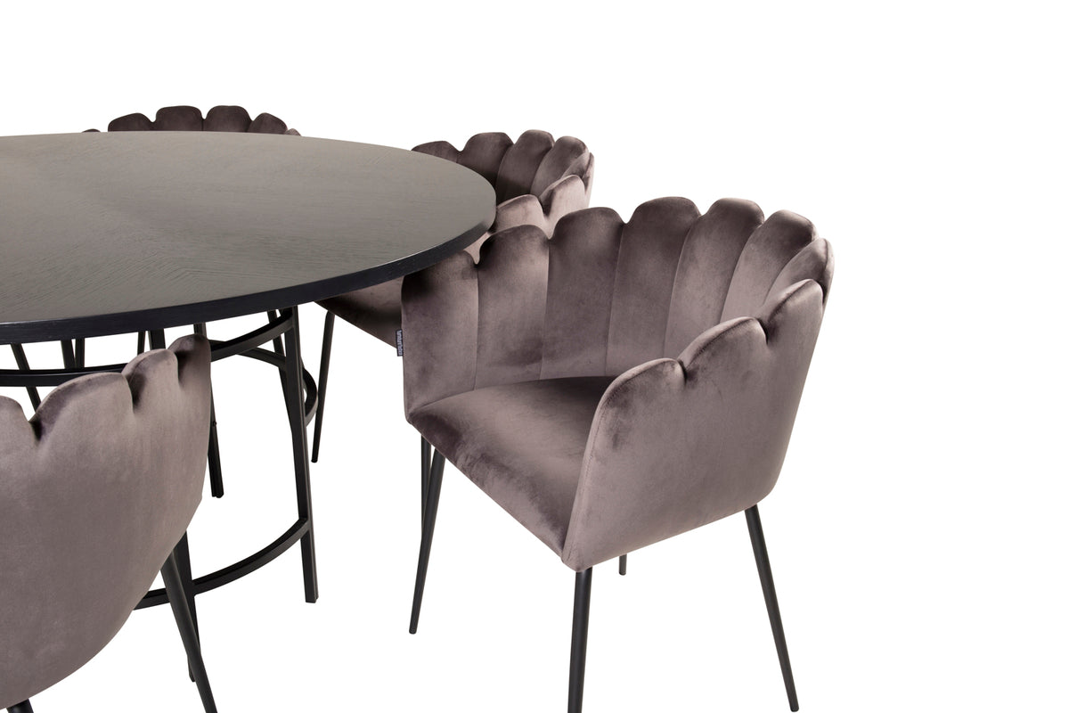 Venture Design Limhamn & Copenhagen Matstolar Grå + Matbord ⌀140