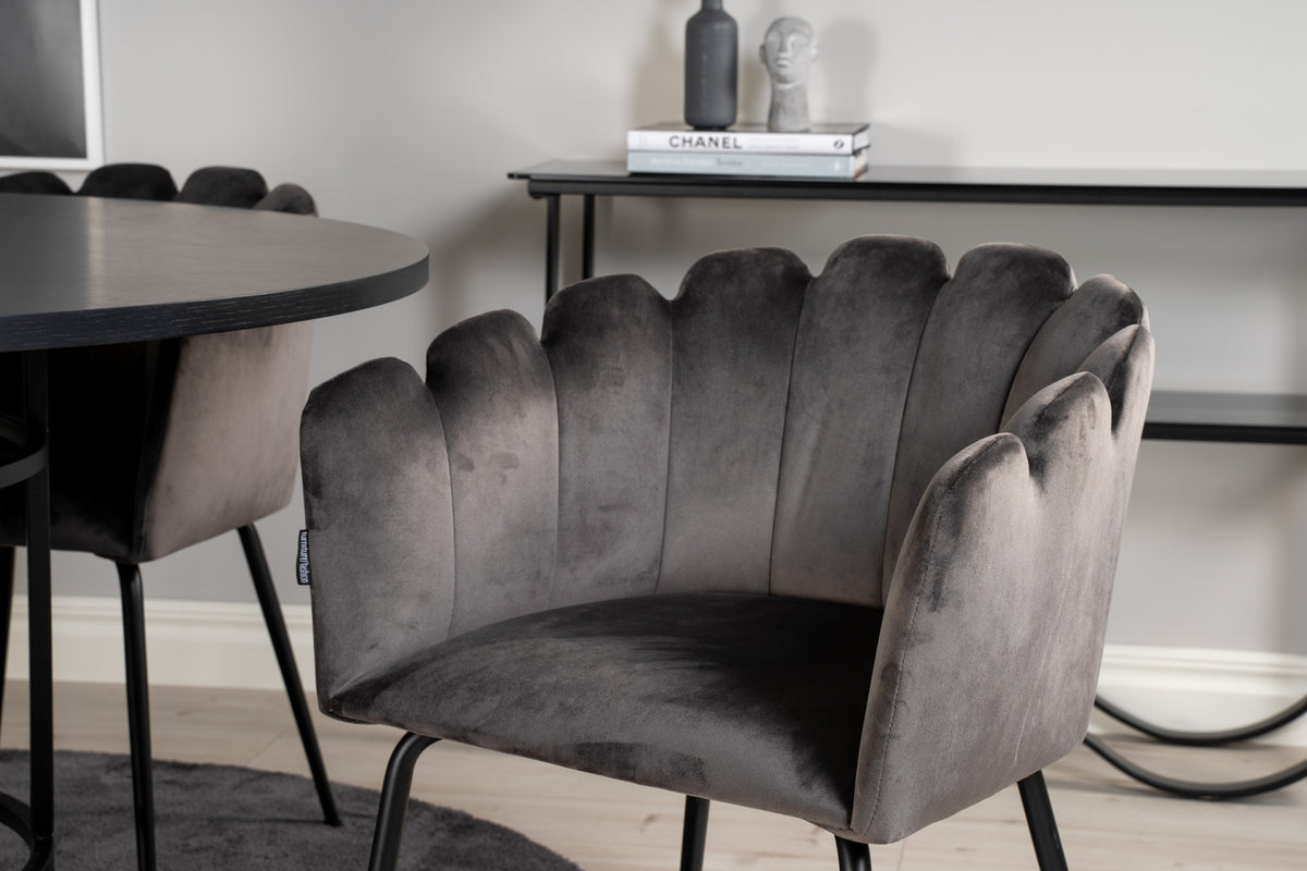 Venture Design Limhamn & Copenhagen Matstolar Grå + Runda Matbord ⌀140 Svart