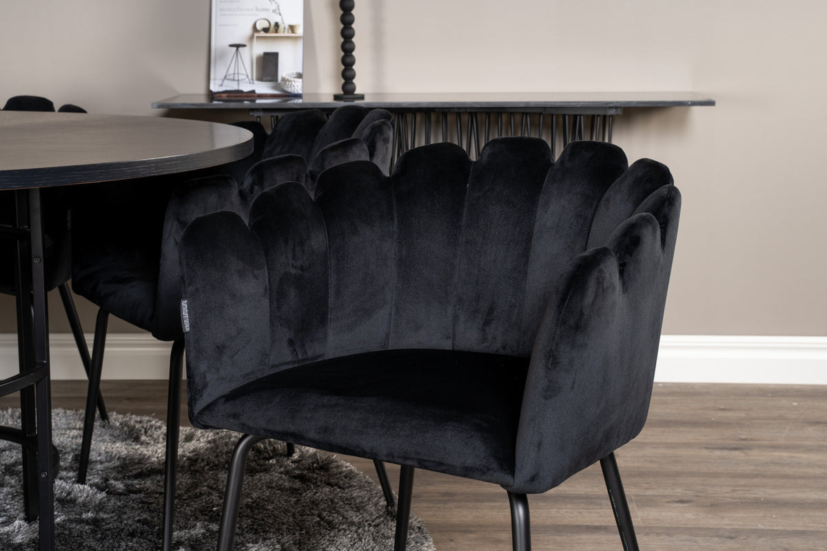Venture Design Limhamn & Copenhagen Matstolar Svart + Matbord ⌀140