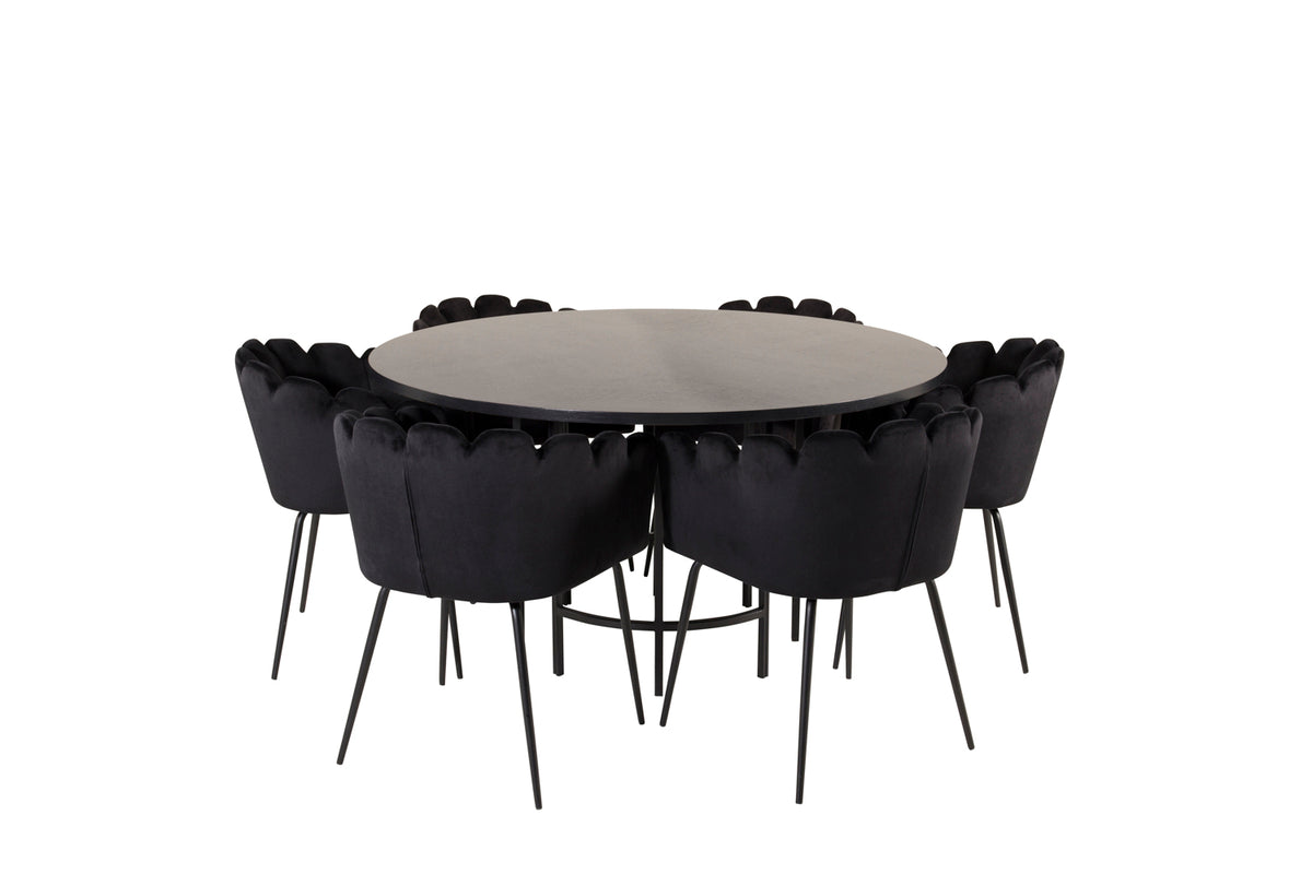 Venture Design Limhamn & Copenhagen Matstolar Svart + Matbord ⌀140