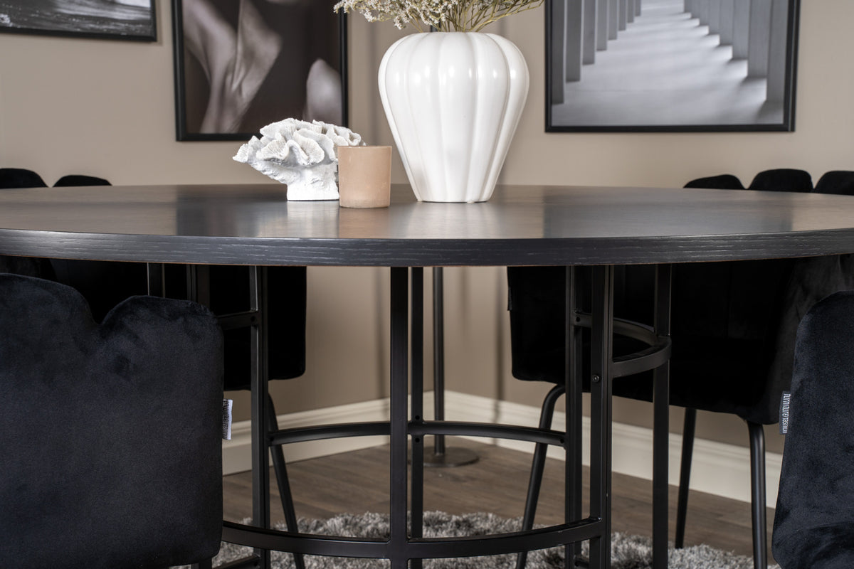 Venture Design Limhamn & Copenhagen Matstolar Svart + Matbord ⌀140