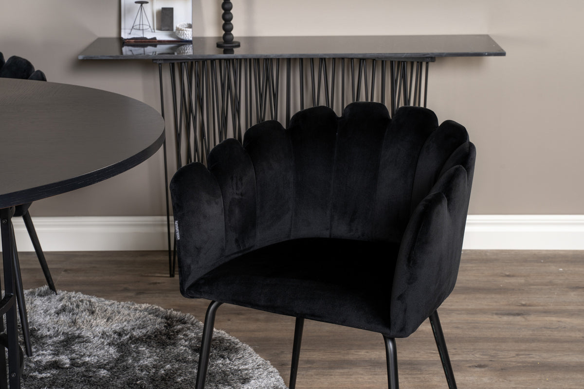 Venture Design Limhamn & Copenhagen Matstolar Svart + Matbord ⌀140