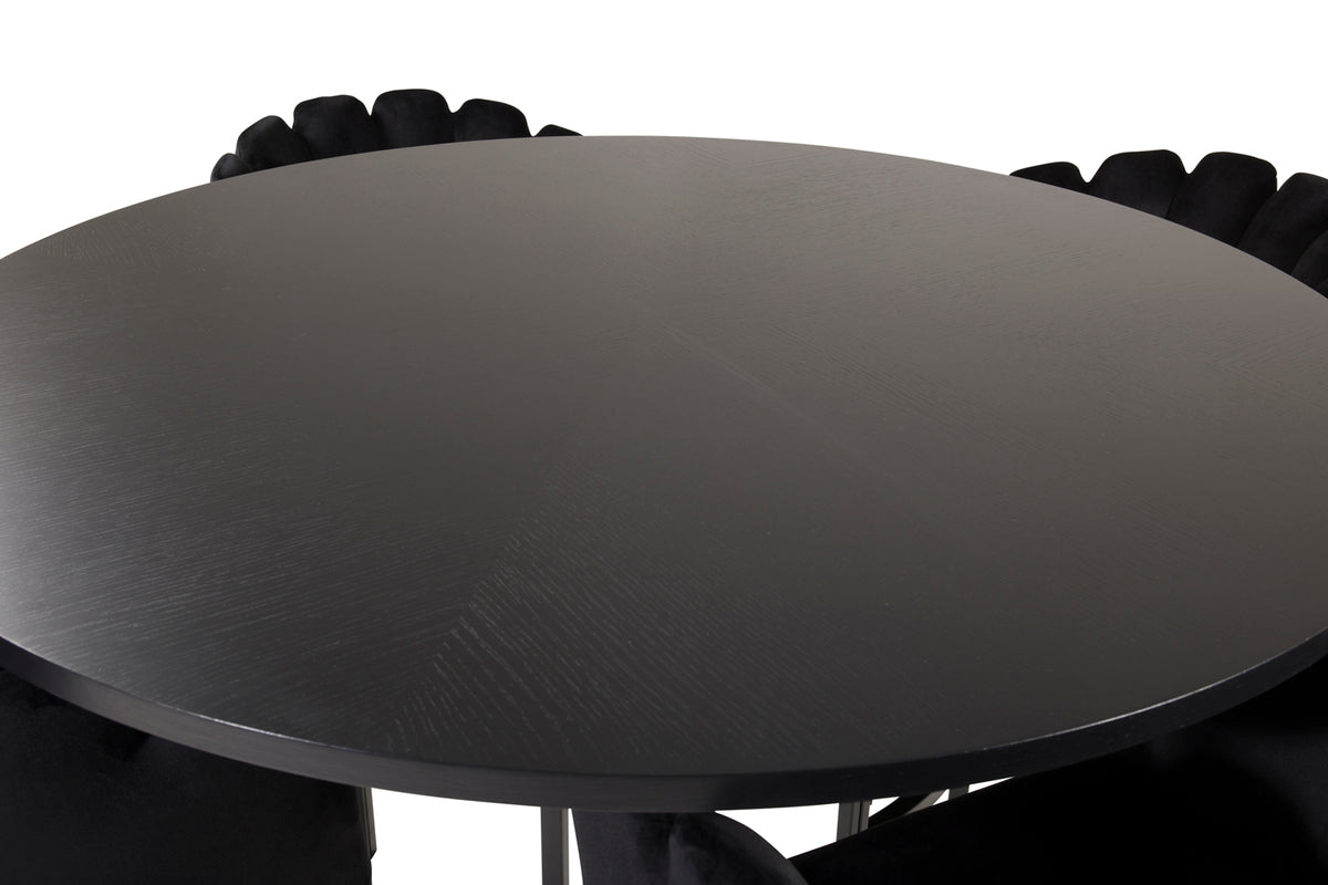 Venture Design Limhamn & Copenhagen Matstolar Svart + Matbord ⌀140