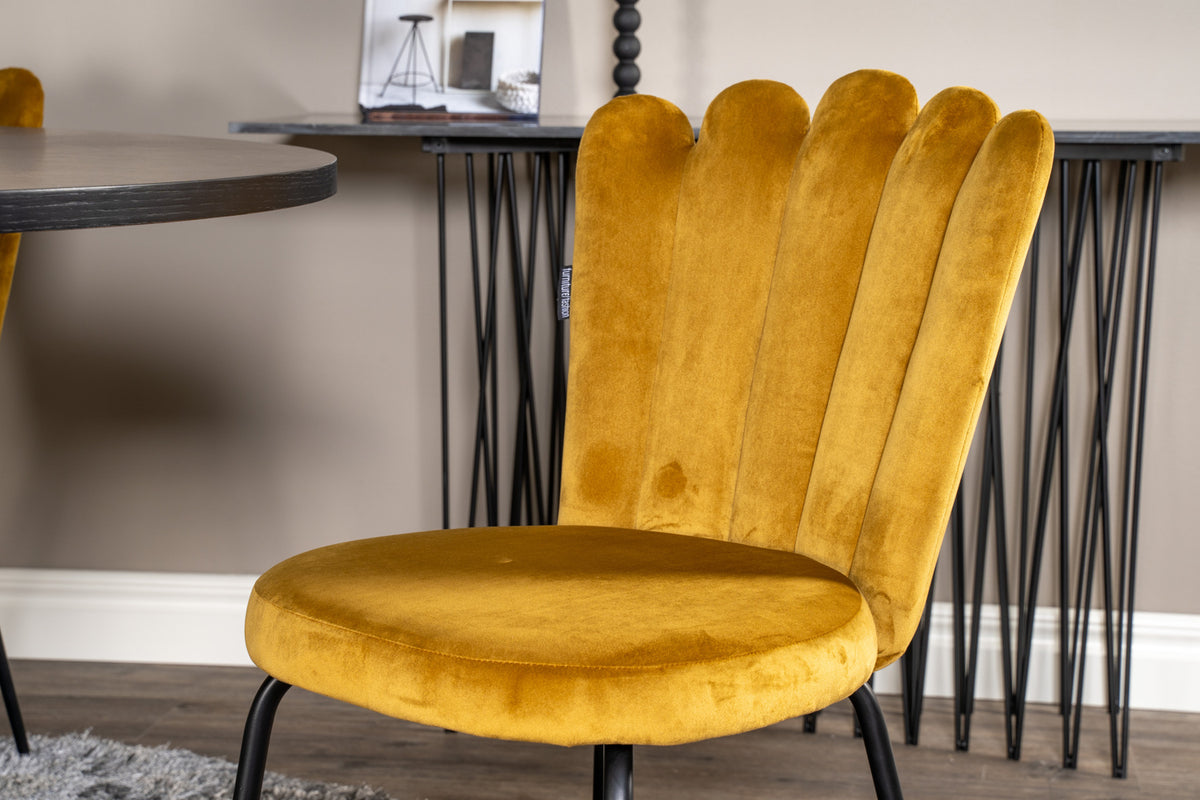 Venture Design Limhamn & Copenhagen Matstolar Gul + Matbord ⌀140