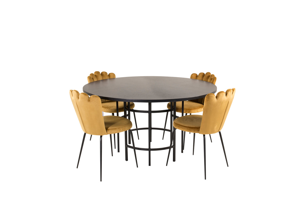 Venture Design Limhamn & Copenhagen Matstolar Gul + Matbord ⌀140