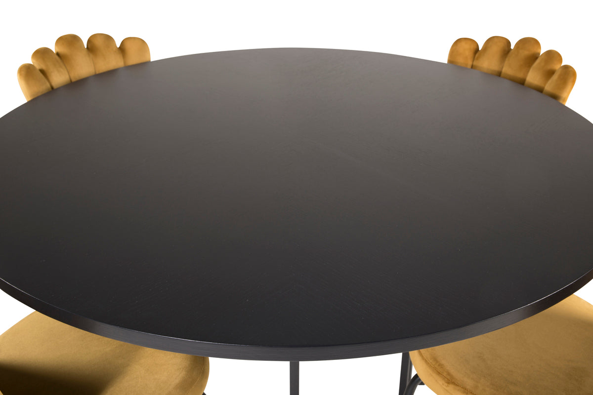 Venture Design Limhamn & Copenhagen Matstolar Gul + Matbord ⌀140