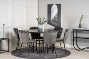 Venture Design Limhamn & Copenhagen Matstolar 2-pack Grå + Runda Matbord ⌀140 Svart