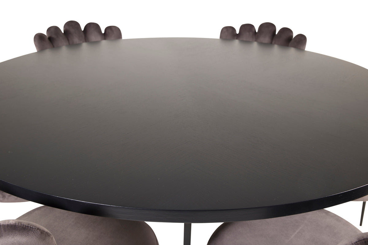 Venture Design Limhamn & Copenhagen Matstolar 2-pack Grå + Runda Matbord ⌀140 Svart