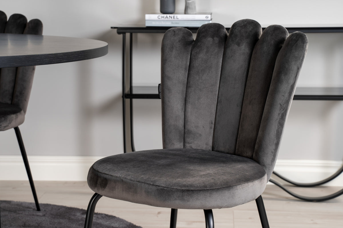 Venture Design Limhamn & Copenhagen Matstolar 2-pack Grå + Runda Matbord ⌀140 Svart