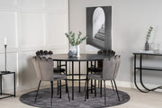 Venture Design Limhamn & Copenhagen Matstolar 2-pack Grå + Runda Matbord ⌀140 Svart