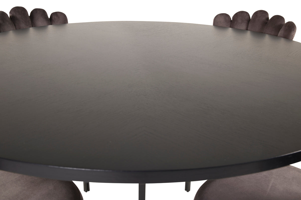 Venture Design Limhamn & Copenhagen Matstolar 2-pack Grå + Runda Matbord ⌀140 Svart