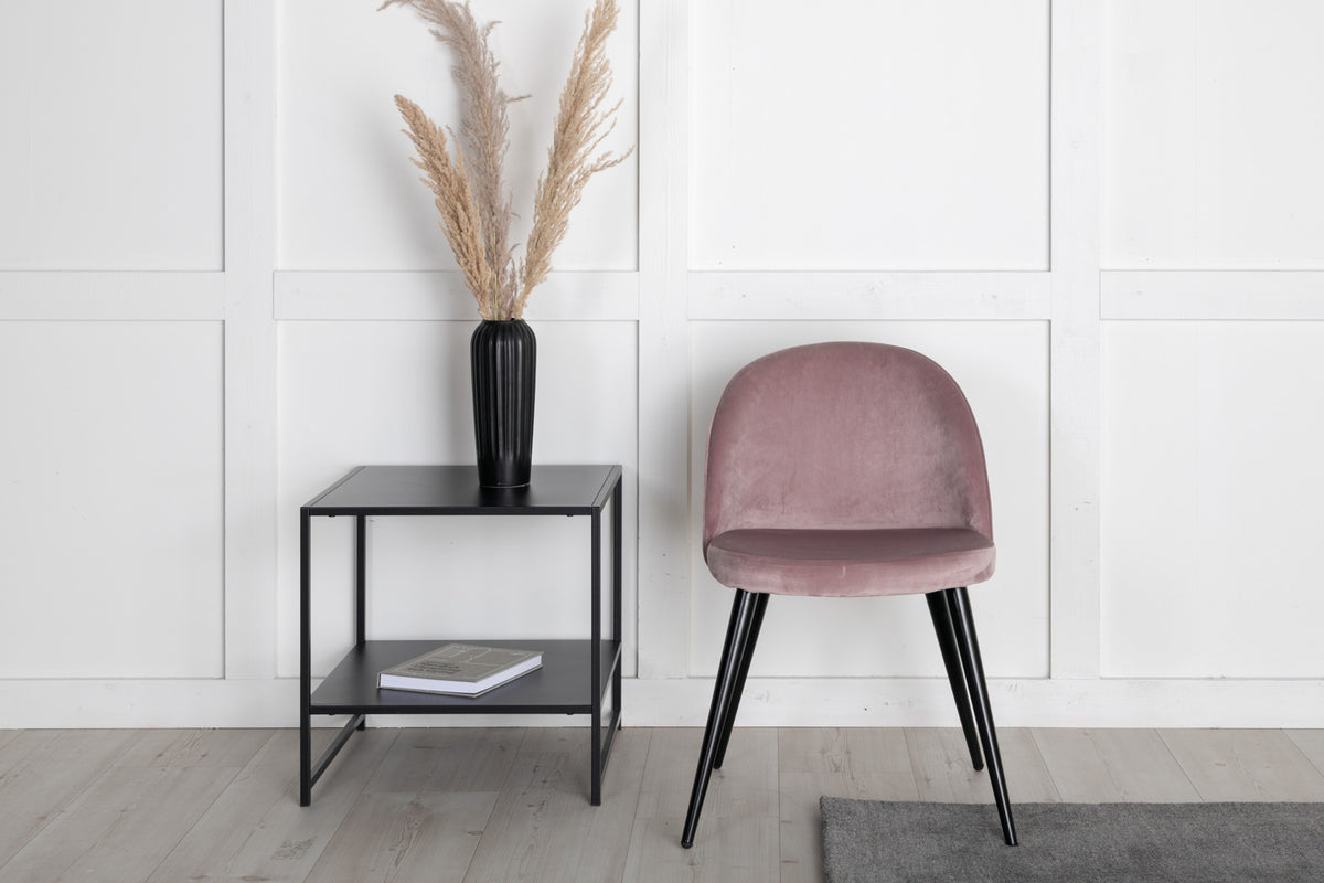 Venture Design Gold & Velvet Rektangulära Matbord 180 x 85 Svart + Matstolar 2-pack Gammelrosa