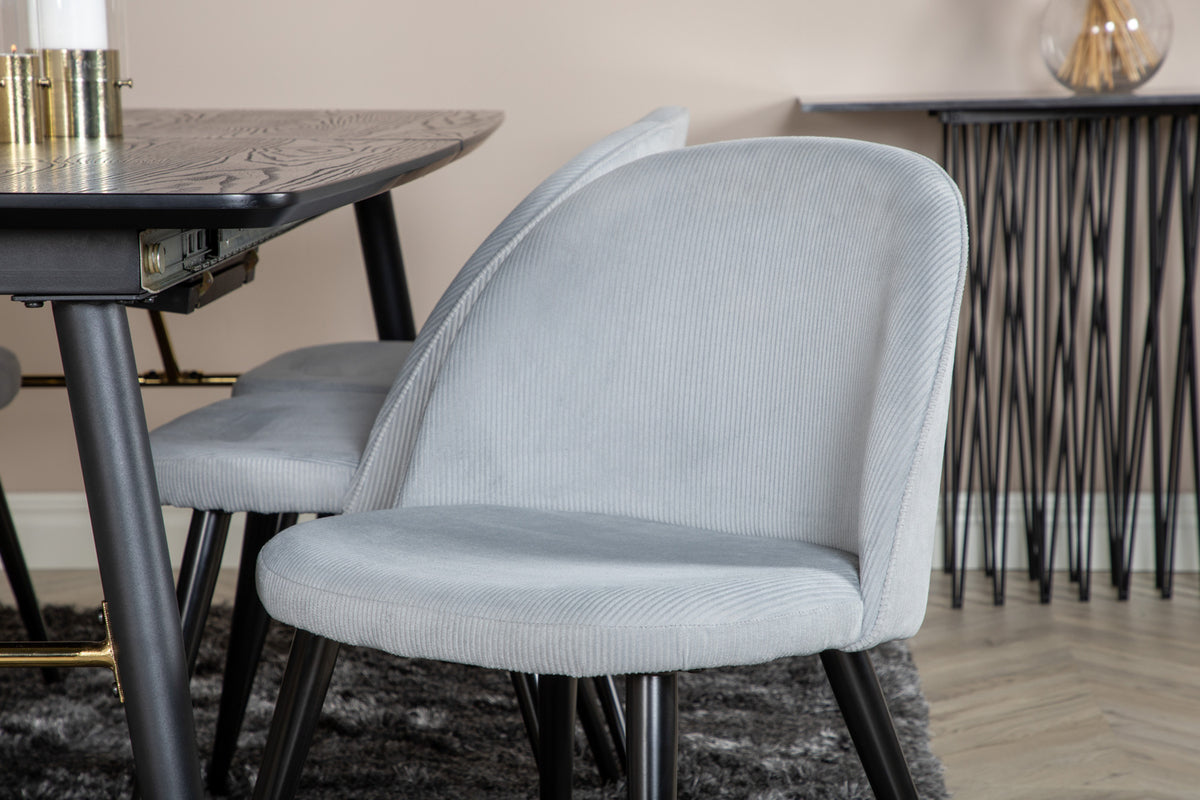 Venture Design Gold & Velvet Matbord 85x180 + Matstolar Ljusgrå