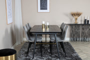 Venture Design Gold & Polar Rektangulära Matbord 180 x 85 Svart + Matstolar 2-pack Grå